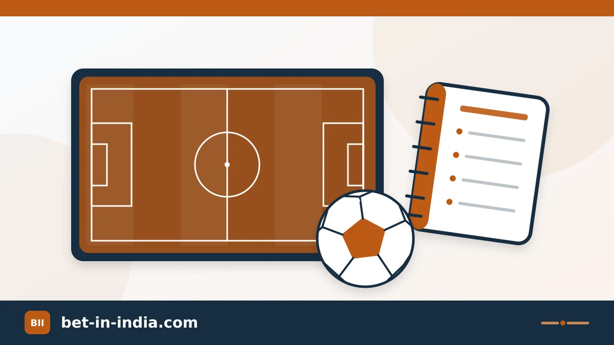 Football pitch, ball and analysis notebook